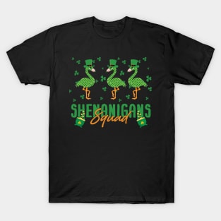 Shenanigan Squad Irish Flamingo Leprechaun St Patrick's Day T-Shirt